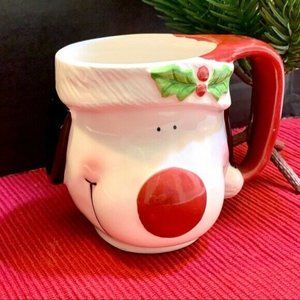 Christmas Puppy Coffee Mug Cup Airyusha Japan Collectible
